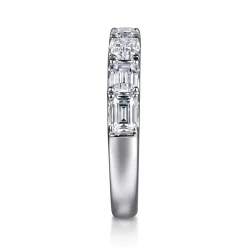 Online Gabriel & Co. 14K White Gold Prong Emerald Cut 7 Stone Diamond Anniversary Band - 1.75 ct