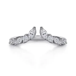 Clearance Gabriel & Co. 14K White Gold Prong Marquise and Round Open Diamond Anniversary Band - 0.5 ct