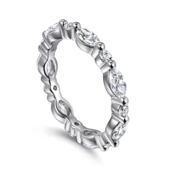 Gabriel & Co. 14K White Gold Prong Set Marquise and Round Diamond Eternity Band - 1.55 ct