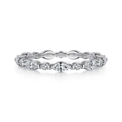 Sale Gabriel & Co. 14K White Gold Prong Set Marquise and Round Diamond Eternity Band - 0.75 ct