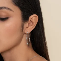 Sale Gabriel & Co. 14K White Gold Prong Set 60mm Round Classic Diamond Hoop Earrings