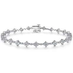 Hot Gabriel & Co. 14K White Gold Quatrefoil Diamond Tennis Bracelet