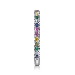 Hot Gabriel & Co. 14K White Gold Rainbow Color Stone Stackable Ring