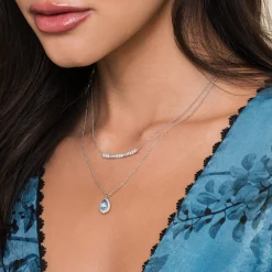 Hot Gabriel & Co. 14K White Gold Round and Baguette Diamond Curved Bar Necklace