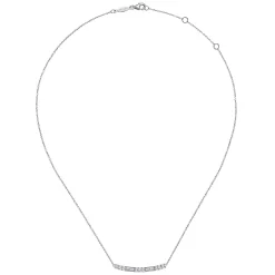Hot Gabriel & Co. 14K White Gold Round and Baguette Diamond Curved Bar Necklace