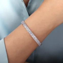 Online Gabriel & Co. 18K White Gold Round and Baguette Diamond Bangle Bracelet