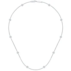 Outlet Gabriel & Co. 14K White Gold Round Bezel Set Diamond Station Necklace