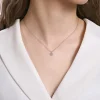 Outlet Gabriel & Co. 14K White Gold Round Bezel Set Diamond Pendant Necklace