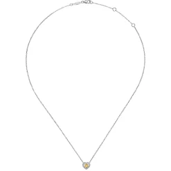New Gabriel & Co. 14K White Gold Round Citrine and Diamond Heart Pendant Necklace