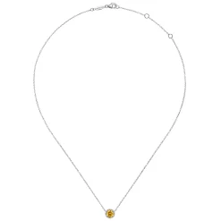 Online Gabriel & Co. 14K White Gold Round Citrine and Diamond Halo Pendant Necklace