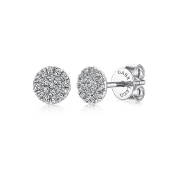 Hot Gabriel & Co. 14K White Gold Round Cluster Diamond Stud Earrings