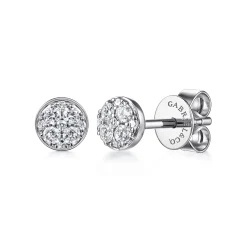 Clearance Gabriel & Co. 14K White Gold Round Cluster Diamond Stud Earrings