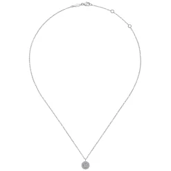 Online Gabriel & Co. 14K White Gold Round Diamond Cluster Pendant Necklace with Bujukan Frame