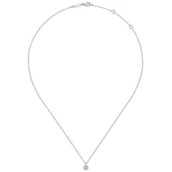 New Gabriel & Co. 14K White Gold Round Diamond Cluster Pendant Necklace