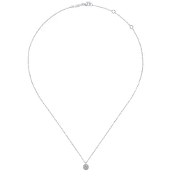 New Gabriel & Co. 14K White Gold Round Diamond Cluster Pendant Necklace