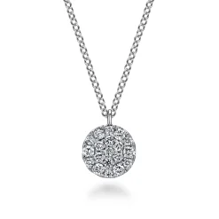 Clearance Gabriel & Co. 14K White Gold Round Diamond Disc Pendant Necklace