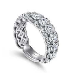 Outlet Gabriel & Co. 14K White Gold Round Diamond Halo Anniversary Band - 3.25 ct