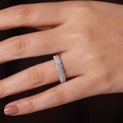 Hot Gabriel & Co. 14K White Gold Round Diamond Halo Anniversary Band - 1 ct