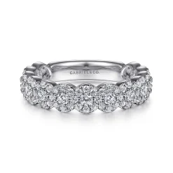 Hot Gabriel & Co. 14K White Gold Round Diamond Halo Anniversary Band - 1 ct