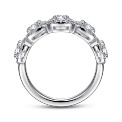 Discount Gabriel & Co. 14K White Gold Round Diamond Halo Station Anniversary Band - 1.48 ct