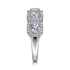 Discount Gabriel & Co. 14K White Gold Round Diamond Halo Station Anniversary Band - 1.48 ct