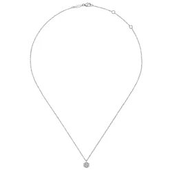 Discount Gabriel & Co. 14K White Gold Round Diamond Hexagonal Halo Pendant Necklace