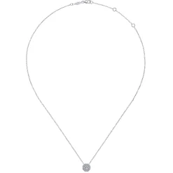 Discount Gabriel & Co. 14K White Gold Round Diamond Octagonal Halo Pendant Necklace