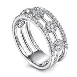 Online Gabriel & Co. 14K White Gold Round Diamond Station Ring