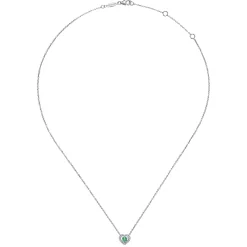 Online Gabriel & Co. 14K White Gold Round Emerald and Diamond Heart Pendant Necklace