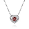 Clearance Gabriel & Co. 14K White Gold Round Garnet and Diamond Heart Pendant Necklace