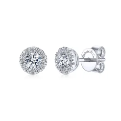Outlet Gabriel & Co. 14K White Gold Round Halo Diamond Stud Earrings