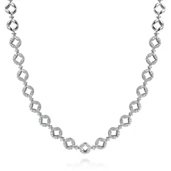 Clearance Gabriel & Co. 18K White Gold Round Link Diamond Necklace