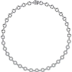 Clearance Gabriel & Co. 18K White Gold Round Link Diamond Necklace