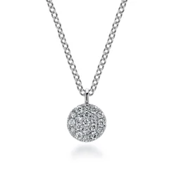 Outlet Gabriel & Co. 14K White Gold Round Pave Diamond Disc Pendant Necklace