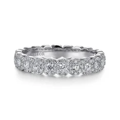 Discount Gabriel & Co. 14K White Gold Round Pave Diamond Band