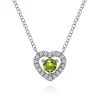 Outlet Gabriel & Co. 14K White Gold Round Peridot and Diamond Heart Pendant Necklace