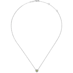 Outlet Gabriel & Co. 14K White Gold Round Peridot and Diamond Heart Pendant Necklace