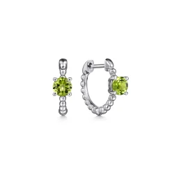 Outlet Gabriel & Co. 14K White Gold Round Peridot Bujukan Huggies
