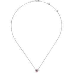 Outlet Gabriel & Co. 14K White Gold Round Pink Tourmaline and Diamond Heart Pendant Necklace