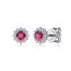 Outlet Gabriel & Co. 14K White Gold Round Ruby and Diamond Halo Stud Earrings