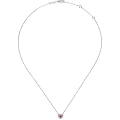 Best Gabriel & Co. 14K White Gold Round Ruby and Diamond Heart Pendant Necklace