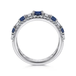 Discount Gabriel & Co. 14K White Gold Round Sapphire and Diamond Ring