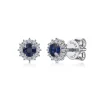 Gabriel & Co. 14K White Gold Round Sapphire and Diamond Halo Stud Earrings