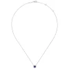 Sale Gabriel & Co. 14K White Gold Round Sapphire and Hexagonal Diamond Halo Pendant Necklace