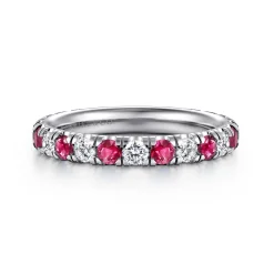 Best Gabriel & Co. 14K White Gold Ruby and Diamond Stackable Band