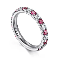 Best Gabriel & Co. 14K White Gold Ruby and Diamond Stackable Band