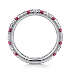 Best Gabriel & Co. 14K White Gold Ruby and Diamond Stackable Band