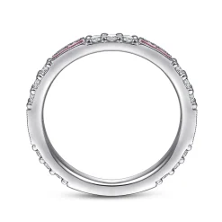 Outlet Gabriel & Co. 14K White Gold Ruby Baguette and Diamond Stackable Ring