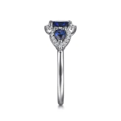 Clearance Gabriel & Co. 14K White Gold Sapphire and Diamond Halo Ladies Ring