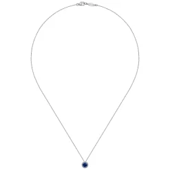 Online Gabriel & Co. 14K White Gold Sapphire and Diamond Halo Pendant Necklace